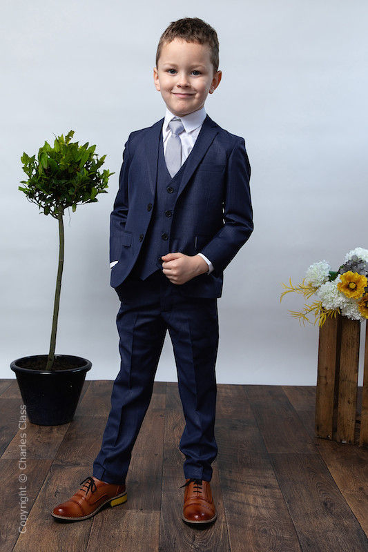 Boys Navy Tailored Fit Jacket Suit | Boys Navy Blue Wedding Suit